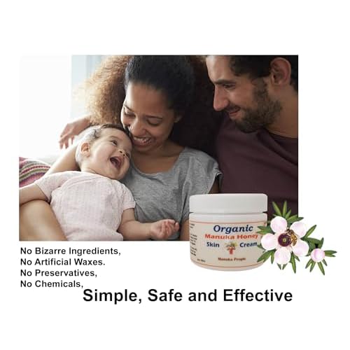 Organic Manuka Honey Skin Moisturizer Cream for Sensitive Dry Skin, Honey Relief for All Ages, Natural Moisturizer Cream for Face and Body, Made in Canada (4 OZ)