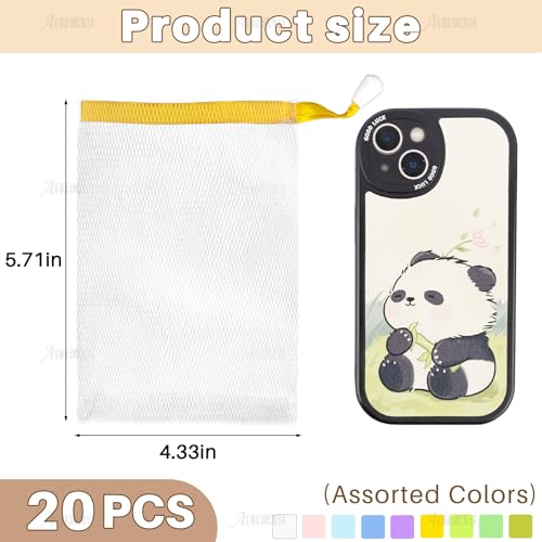 AUEAR, 20 Pack Handmade Soap Exfoliating Mesh Pouch Saver Bag Double Layer Bubble Foam Net Drawstring Holder (Assorted Colors)