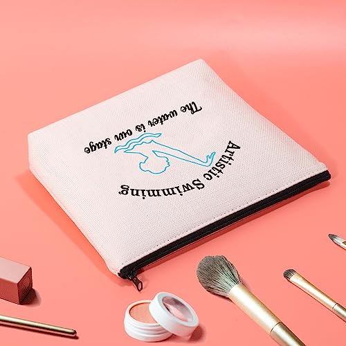 JXGZSO Artistic Swimming Makeup Bag Synchronized Swimming Gift Artistic Swimming The Water Is Our Stage Swimmer Toiletry Bag