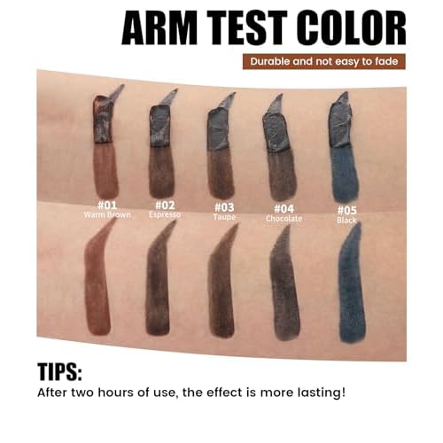 Espresso Peel Off Brow Tinting Gel with Tweeze - Tattoo Eyebrow Gel Easy Peel Off Effect Waterproof & Sweatproof, Transfer-Resistant Multi-Day Wear Eyebrow Tint, All Skin Types 02#