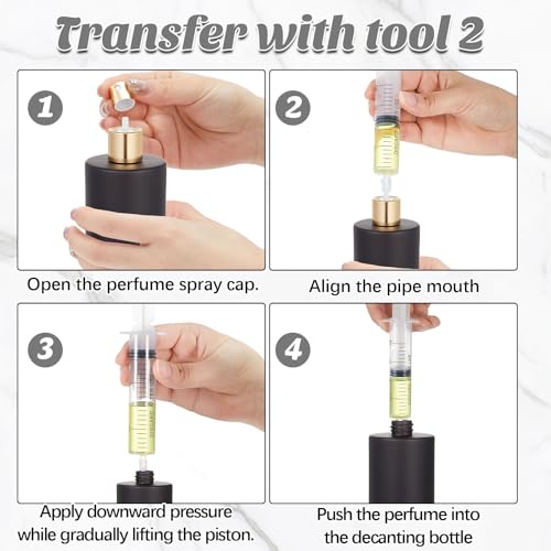 12 Pack 50 ml Glass Perfume Bottles and Refill Tools Set, Travel Perfume Atomizer Spray Bottles, Portable Empty Refillable Atomizer Decanters with Dispenser Transfer Kit (Black)