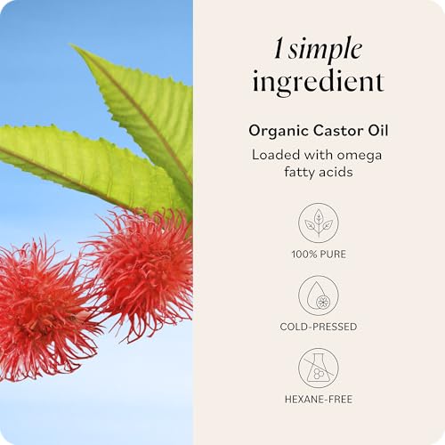 Sky Organics Castor Oil - USDA Certified Organic Hair Oil for Hair Growth, Skin, Face, Eyelashes - Cold Pressed & Hexane Free - Pure Organic Castor Oil Pack Wrap - Carrier & Hair Treatment Oil