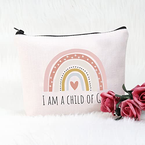 POFULL Christian Salvation Quote Gift Goddaughter Gifts for Women I am A Child OF God Cosmetic Bags Baptism Gift (I AM A CHILD OF GOD bag)