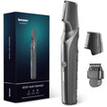 Body Hair Trimmer for Men - Manscape Beard Trimmer for Men, Christmas Gift V-Shaped Trimming Head 2 Comb Attachments Mens Groin & Pubic Hair Trimmer IPX5 Waterproof Wet/Dry Mens Electric Razor (Gray)