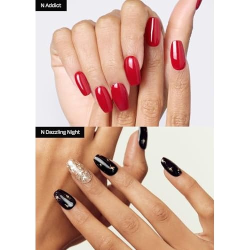 ohora Semi Cured Gel Nail Strip (2025 Christmas Gift Set (Limited Edition)) - Works with UV/LED Lamps, Salon-Quality, Long Lasting, Easy to Apply/Remove - Includes 2 Prep Pads, Nail File, Wooden Stick