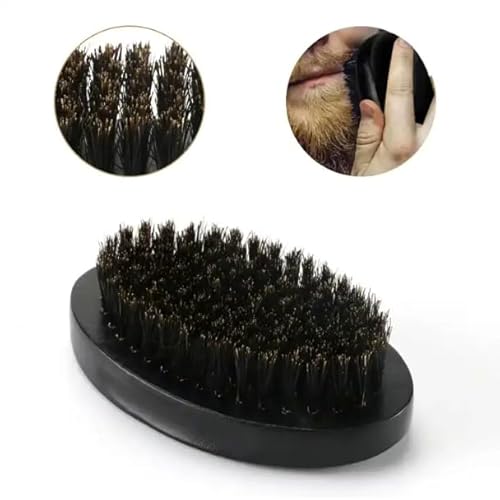 Portable Black Soft Bristle Hair Beard Brush and Comb Set