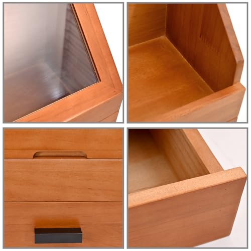 Cologne Organizer for Men, Pine Wood Bathroom Vanity Organizer Countertop, Desk Organizers with Drawer, 2 Tier Perfume Stand Holder, Men Jewelry Box, Ideal Gift for Him Dad Boyfriend
