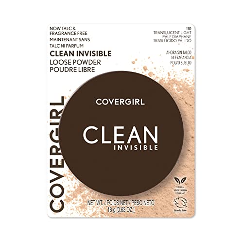 COVERGIRL Clean Invisible Loose Powder - Loose Powder, Setting Powder, Vegan Formula - Translucent Light, 20g (0.7 oz) (Pack of 2)
