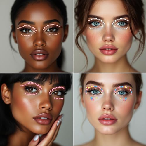 Face Gems ? Face Jewels - Self-Adhesive Rhinestone Face Jewels for Makeup, Party & Rave Looks - Eye Gems, Face Glitter, Festival Face Gems, Glitter Tattoo, Self- Adhesive Festival Gems (Multicolor)