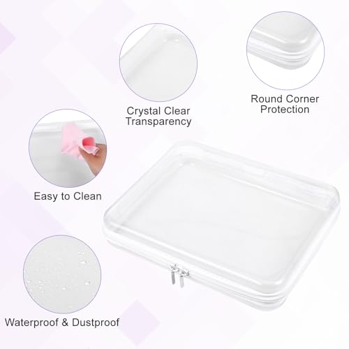 4 Pack Clear Hard Shell Zipper Case, 4¡¿7.5" Plastic Clear Storage Zipper Case, Transparent Waterproof Hard Pouches for Makeup Cosmetic Snacks Building Blocks Puzzles Doll Storage Cases, Multicolor,S