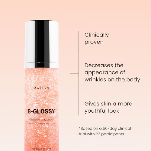 MA?LYS B-GLOSSY Smoothing Body Serum for Women - Hyaluronic Acid & Peptide Formula - Helps Reduce the Look of Wrinkles, Texture & Crepey Skin - Lightweight, Fast-Absorbing Anti-Aging Serum (3.4 Fl Oz)