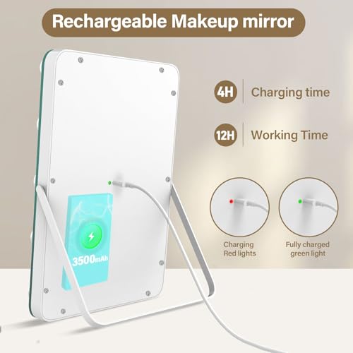 Vanity Mirror with Lights, Rechargeable Makeup Mirror, 14.6" Lighted Makeup Mirror for Dressing Room & Bedroom£¬Memory Function