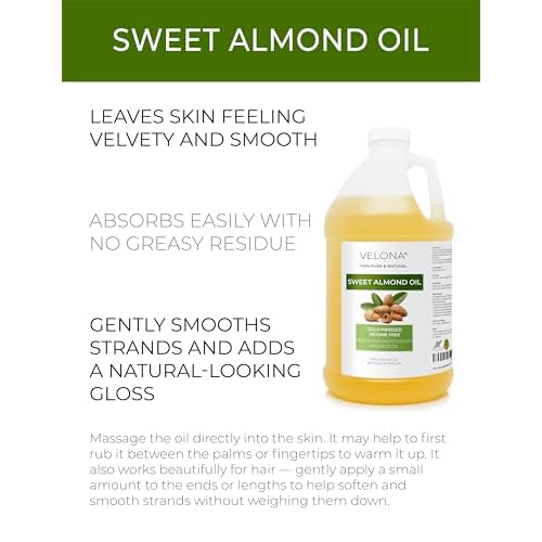 velona Sweet Almond Oil - 1 Gallon / 128 Fl Oz | 100% Pure and Natural Carrier Oil |Cold Pressed | Skin, Hair, Body & Face Moisturizing | Use Today - Enjoy Results¡¦