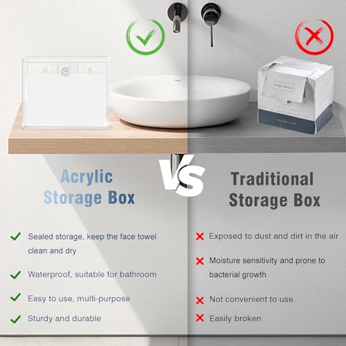 Disposable Face Towel Container Box with Drawer, Acrylic Storage Containers Compatible with Clean Skin Club Clean Face Towels, Clear Makeup Organizer for Face Towel (Excluding Facial Towels)