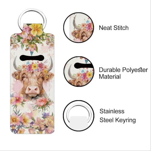 FREEBLOSS Chapstick Holder Keychain Lip Balm Holder Keychain with Pattern7