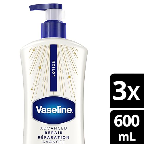 Vaseline Intensive Care Unscented Advanced Repair Body Lotion - Ultra-Hydrating with Lipids for Extremely Dry Skin, 20.3 oz, Pack of 3