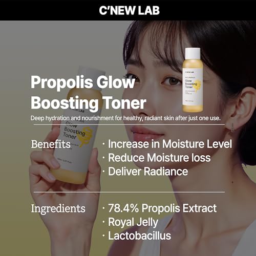 C¡¯New LAB Real Propolis Glow Boosting Toner 150ml (5.07 fl.oz.) | Deep Hydration & Skin Barrier Strengthening Toner | Propolis Extract, Honey Extract, Panthenol, Korean Skin Care