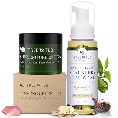 Tree to Tub Hydrating Face Moisturizer for Dry and Sensitive Skin & Sensitive Skin Face Wash for Dry Skin - Moisturizing Gentle Face Cleanser and Face Moisturizer for Women & Men