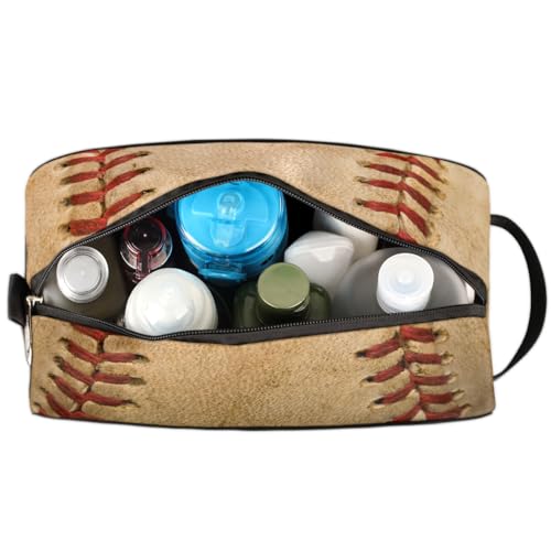 Kids Travel Toiletry Bag - Waterproof Hanging Cosmetic Bag for Boys Men - Large Shaving Bags for Toiletries Accessories Bathroom Stuff, Retro Baseball