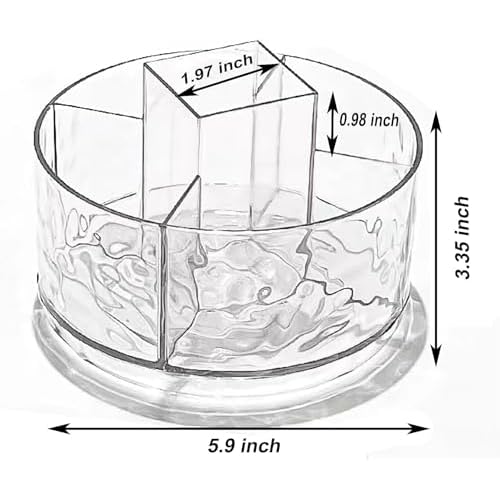 Multifunction Cosmetic Organizer, Rotating Makeup Brush Holder with Multi-Compartment Design, Countertop Organizer for Vanity, Bathroom Counter, Pantry, Cabinet (Transparent Ripple)