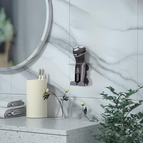 Linkidea Wall Mount Electric Razor Holder, Shaving Stand Compatible with Philips Norelco Shaver 3600, 2400, Series 7000, Bathroom Shaver Accessory Storage Holder (Grey)
