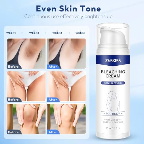 Skin Bleaching Cream - for Intimate Areas & Body, Vitamin C Dark Spot Remover for Underarms, Knees, Elbows, Inner Thighs, Bikini Line, Sensitive Skin care Cream- 1.7fl oz