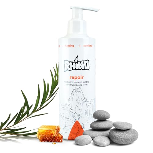 Rhino Skin Solutions Repair Cream - Soothing Relief for Dry, Cracked Skin, Ideal for Climbers, Athletes & MMA | Cooling, Made in Oregon, Fast Healing for Sore Skin, Muscles & Joints (8 fl oz)