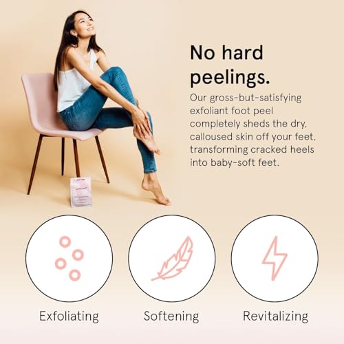 grace & stella Award-Winning Foot Peel Mask - Foot Peeling Mask with Aloe Vera - Moisturizing Foot Mask for Dry Cracked Feet - Foot Exfoliator for Baby Soft Feet (4 Pairs, Lavender) (Pack of 2)