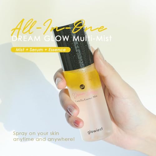 glowiest Dream Glow Camellia Essence Mist- Glass Skin Hydration & Soothing. Glow-Booster ; All In One Multi Mist+Toner+Serum l 75% Camellia Flower Water (2.70 fl. oz (80 ml)) (Pack of 2)