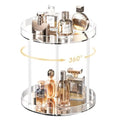 Lolalet 360 Degree Rotating Acrylic Perfume Organizer Stand, 2 Tiers Clear Perfumes Holder Display Rack, Makeup Skincare Organization for Vanity Bathroom Countertop -Large, Clear