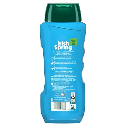 Irish Spring Ultimate Wake Up Tea Tree Face & Body Wash for Men, Moisturizing Body Wash Washes Away Bacteria - 18 Fl. Oz