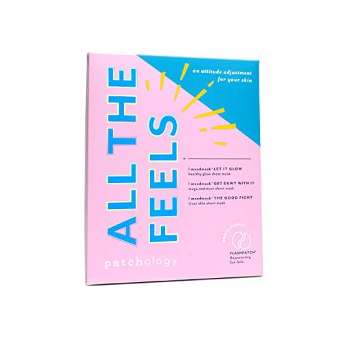 Patchology "All the Feels Sheet Masks - Hydrating Face Masks for dry skin and blotchy redness. Facial Sheet Mask Skincare Treatment to reduce puffiness, redness and wrinkles (3 Piece Set) (Pack of 2)