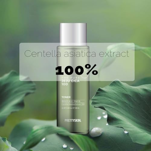 PRETTYSKIN The Pure Jeju CICA 100 Toner, Centella Asiatica Face Toner for Sensitive Skin, Vegan, Hydrating & Soothing Watery Texture, Alcohol-Free & Unscented, Korean Skincare, 8.45 Fl Oz