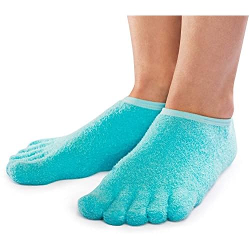 NatraCure Moisturizing Socks Bundle - 5-Toe Gel Socks, Foot Cream & Scrub for Dry, Rough Skin - Medium Size