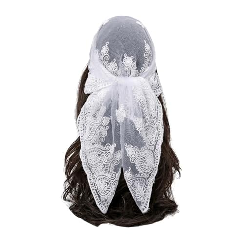 Floerns Women's Flower Embroidery Hair Scarf Headband Sheer Lace Hair Bandana