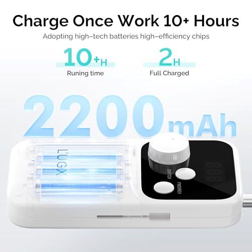 L'UGX Nail Drill Machine 35000RPM ? Rechargeable Electric Nail File with LED Display, Portable Efile Nail Drills for Acrylic Gel Nails, Cordless Nails Drill for Beginners & Pros-White