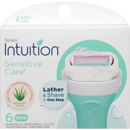 INTUITION Schick Refill,Razors for Women Sensitive Skin | Intuition Razor Blades Refill with Organic Aloe,Razor Refills,6 Count (Pack of 2)