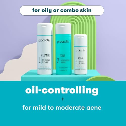 Proactiv 3 Step Acne Treatment System, 60 Day Complete Skincare Kit with Benzoyl Peroxide Cleanser, Toner, Repairing Treatment, and 15?Count Pimple Patch