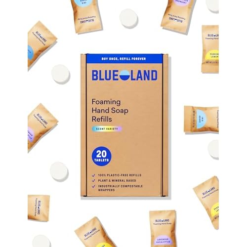 BLUELAND Foaming Hand Soap Refill Tablets, 20-Pack, Variety Pack Scents, Eco Friendly Cleaning Products, 20 x 9 Fl oz