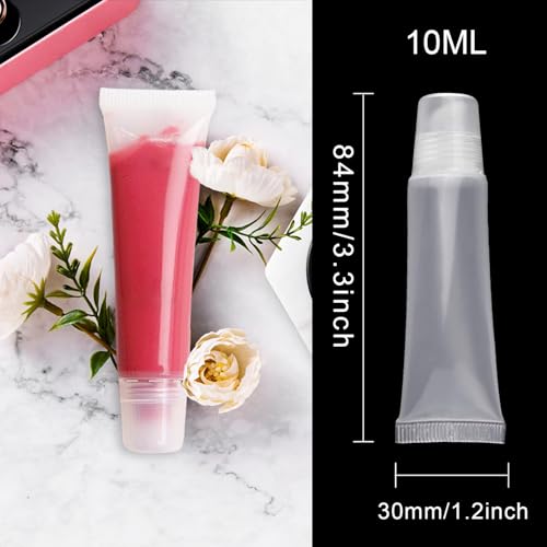 Rolybag 22 Packs Empty Lip Gloss Tubes Containers(10ml),Travel empty bottle,Refillable Soft Cosmetic Squeeze Tubes For Women & Girls DIY Lip Gloss Cosmetics