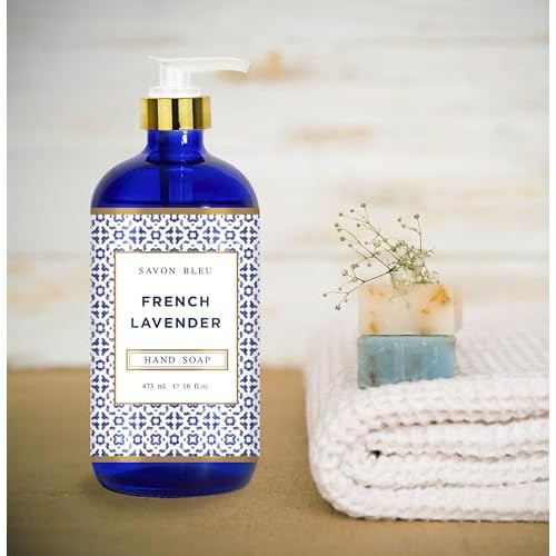 Savon Bleu Hand Soap Collection - 16oz Glass Bottles - 8 Pack - Home and Body Company - French Lavender, Cotton Blossom, Orange Blossom, Lemon Verbena
