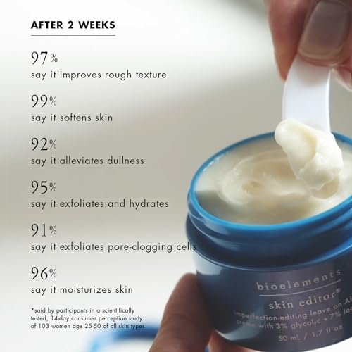 Bioelements Skin Editor - 1.7 fl oz - Leave-On AHA Chemical Face Peel Cream for All Skin Types - With 3% Glycolic Acid & 7% Lactic Acid - Vegan, Gluten Free - Never Tested on Animals