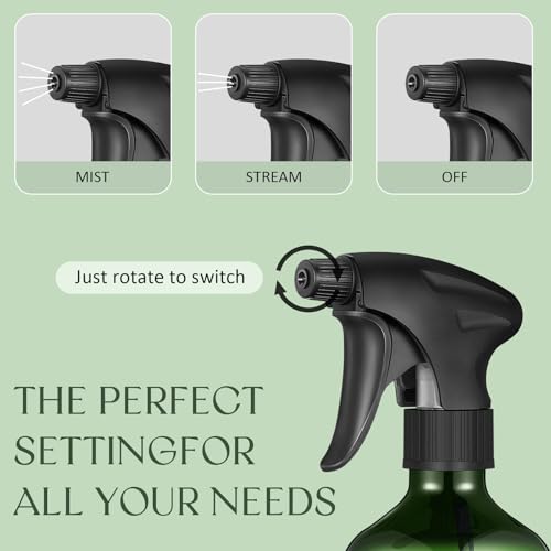 Honeydak 2 Pcs 360¡Æ Spray Bottle, 16 Oz/ 500 ml Plastic Upside Down Spray Bottles for Cleaning, Plants, Hair Water, with Nozzle W/fine Mist and Stream Setting(Green)