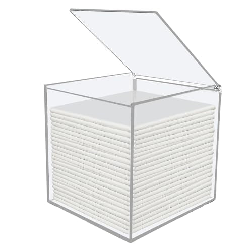 Disposable Face Towel Storage Box,Clear Acrylic Towelette Holder Container Compatible with 50 Facia Towels XL Clean Skin Club for Bathroom Organization
