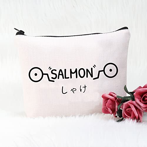 POFULL Inumaki Toge Salmon Gift Anime Gift Cursed Markings TV Show Inspired Makeup bag (Salmon bag)