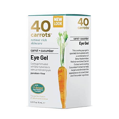 40 Carrots Carrot & Cucumber Eye Gel with Retinol for All Skin Types - Smooths Fine Lines & Reduces Wrinkles, Crow's Feet, Dark Circles, Under Eye Bags | Paraben Free (0.5 fl oz)