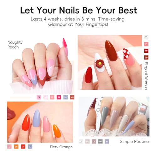PEACECOLOR 53PC Gel Nail Polish Kit with U V Light and Drill 35 Colors Soak Off Gel Polish with Matte Glitter Glossy Top Base Coat Art Manicure Complete Nail Polish Kit Gifts for Women