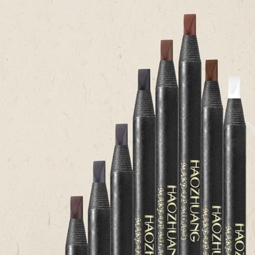 6pcs Waterproof White Black Brown Pre-Draw Mapping Pencils Peel off Eyebrow Pencil Hard Permanent Makeup Eyebrow Pencil (Mix Color)