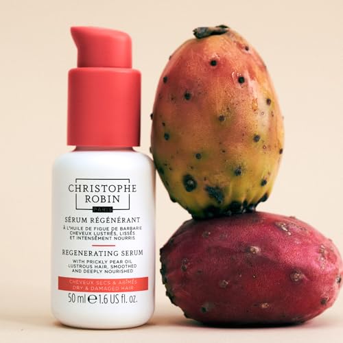 Christophe Robin Regenerating Serum with Prickly Pear Oil - Hair Serum for Dry Damaged Hair, Thinning Hair, Frizzy Hair - Hair Care Products - 1.7 fl oz 50 ml