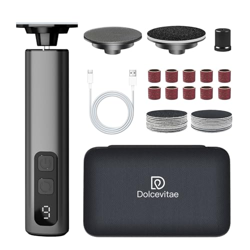 Electric Foot Callus Remover, 9-Speed for Dead Skin, Aluminum Alloy, Nano Glass Disc, Type-C Rechargeable, Replacement Discs, Storage Case ? Spa Pedicure, Relaxing Self-Care (Gunmetal)